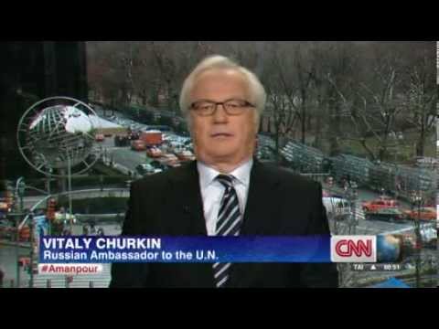 Russia’s Ambassador to the U.N., Vitaly Churkin gives an interview to the CNN